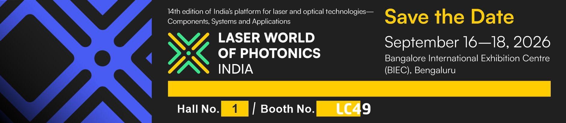 Visit RGB Lasersystems at Laser World of Photonics India 2026 – Hall 1, Booth LC49